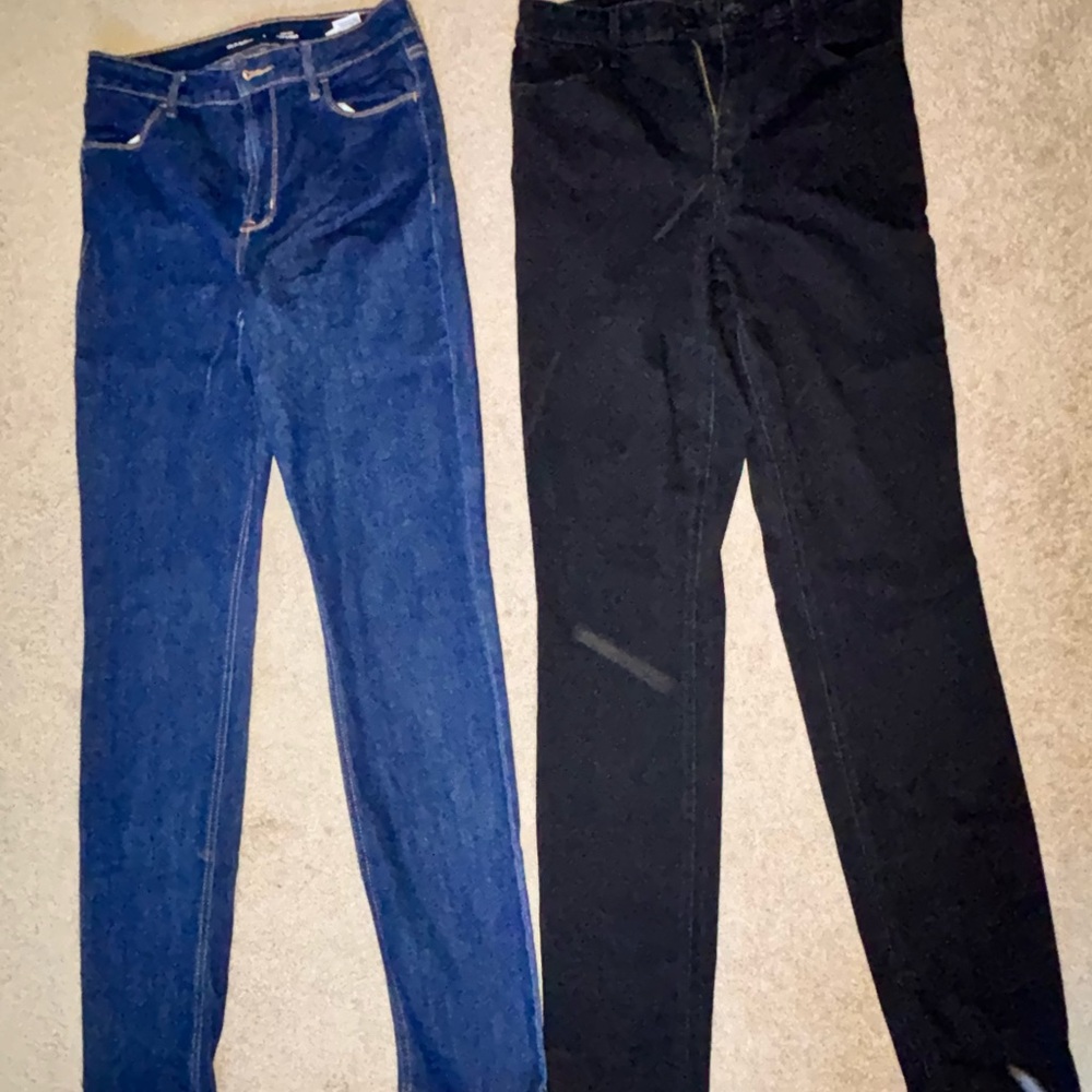 2 pairs Blue and Black Denim Jeans 8 tall